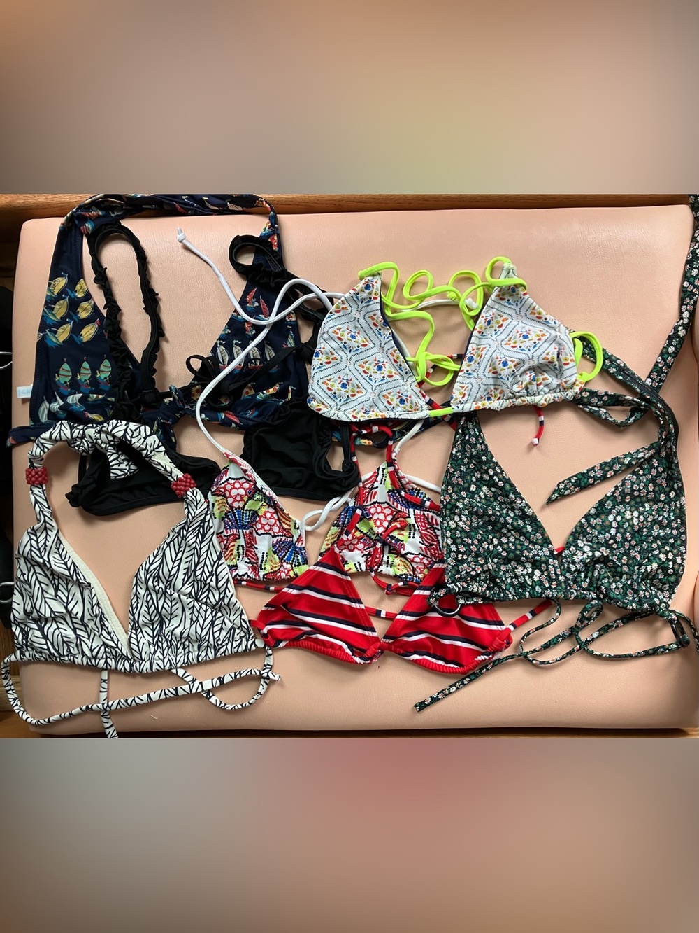 Set of 7 Small Bikini Tops - J. Crew, Pret a Surf, Zero/Maria Cornejo, Anika